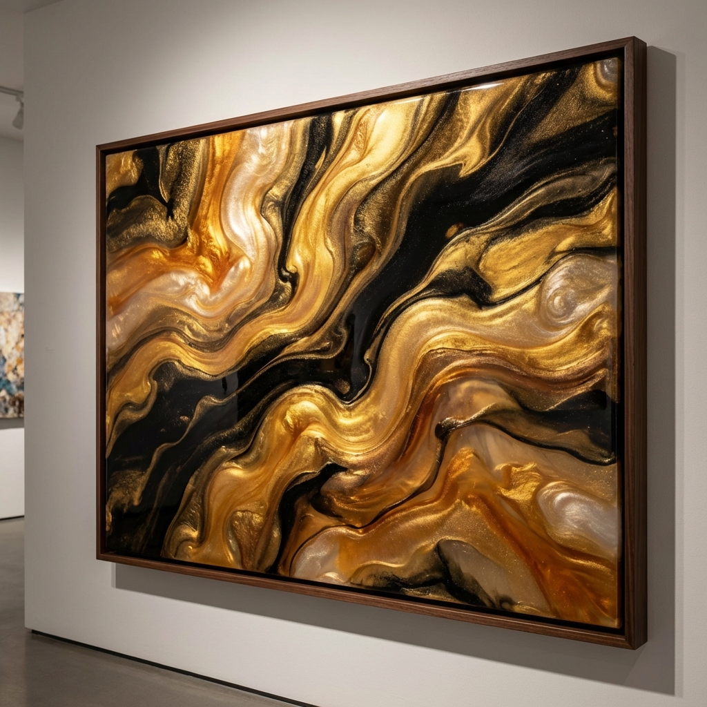 Molten gold fluid art