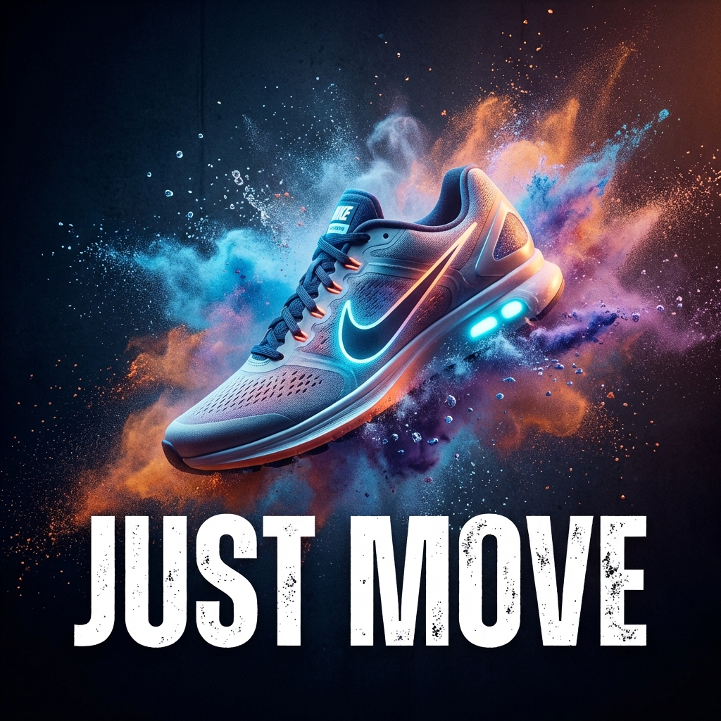 Sneaker ad with powder explosion