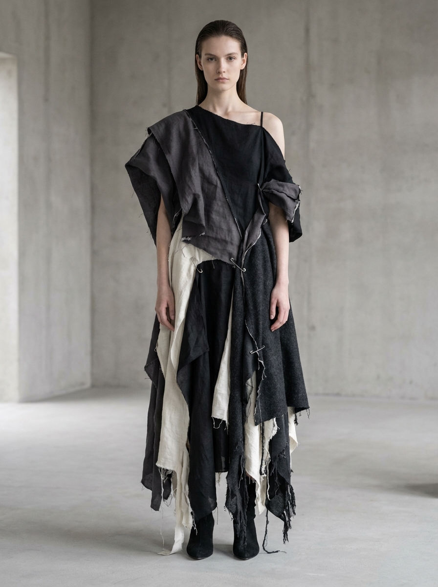 Avant-garde deconstructed dress