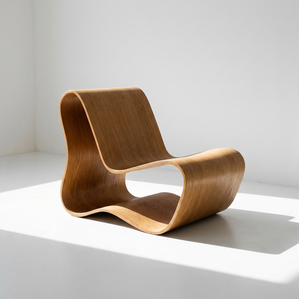 Sculptural plywood lounge chair