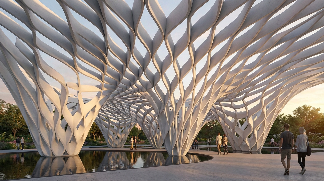 Flowing parametric lattice pavilion