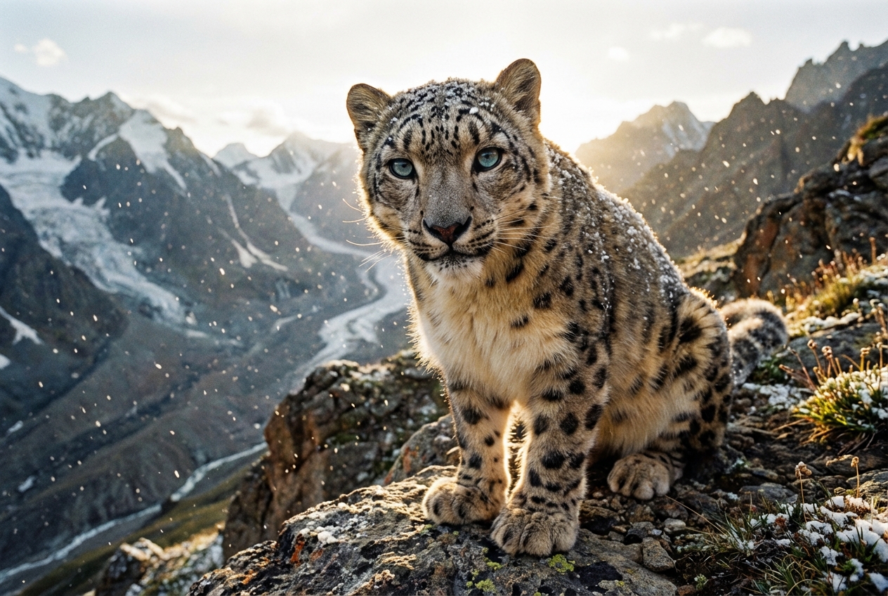 Snow leopard on Himalayan ledge