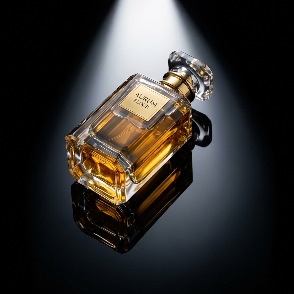 Perfume bottle dramatic studio light